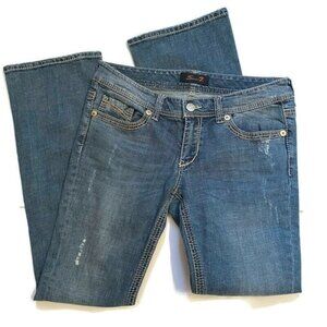 SEVEN7 JEANS DENIM BLUE DISTRESSED BOOT CUT 5 POCKET SIZE 8